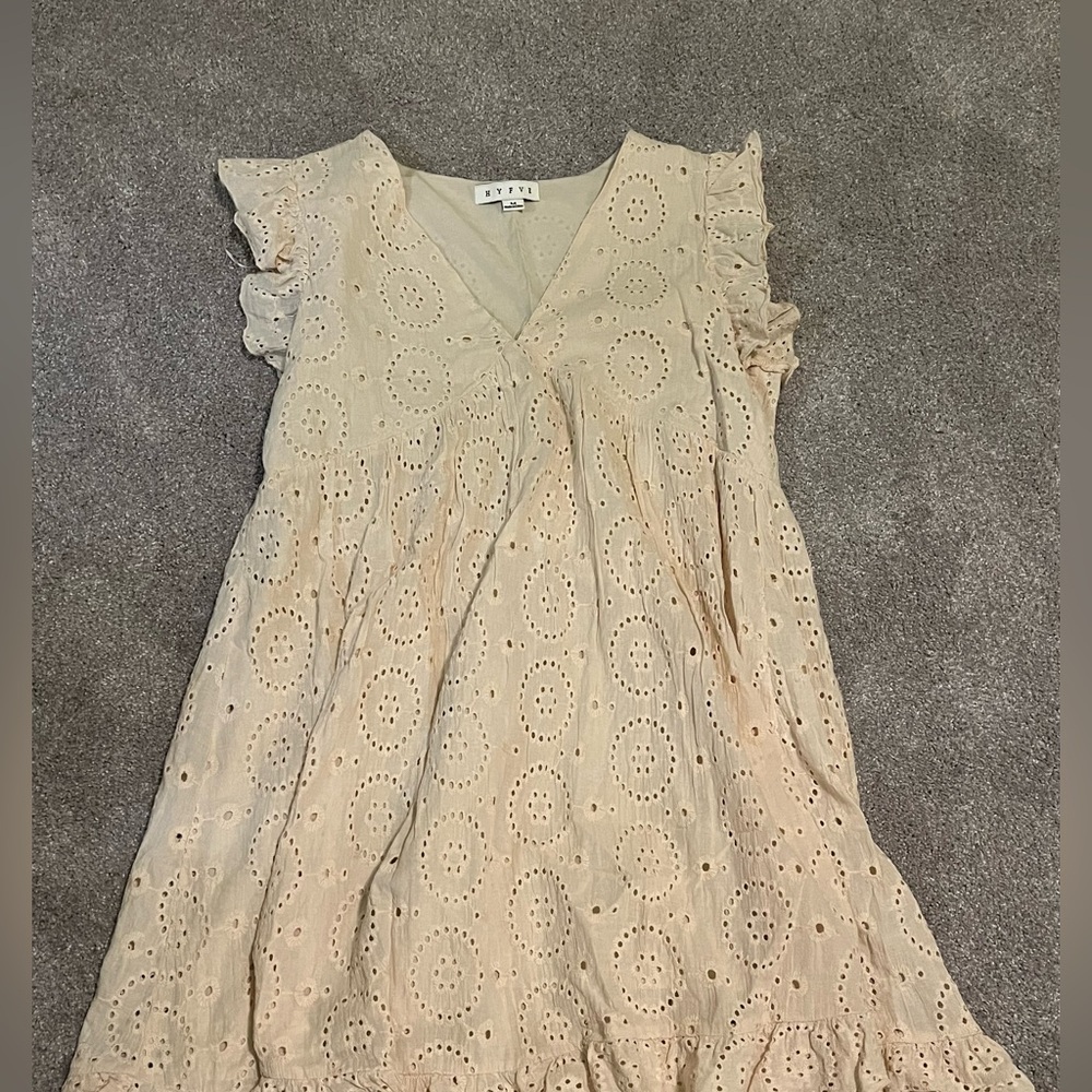 HYFVE Women's Eyelet Midi Dress in Cream